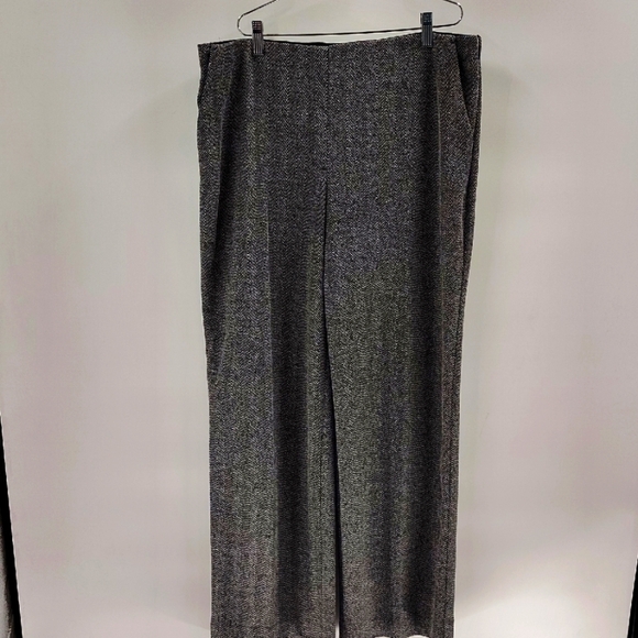 EXPRESS Black Gray Tweed Wide Leg Pants Size Large Elastic Waist Stretch - Picture 1 of 9